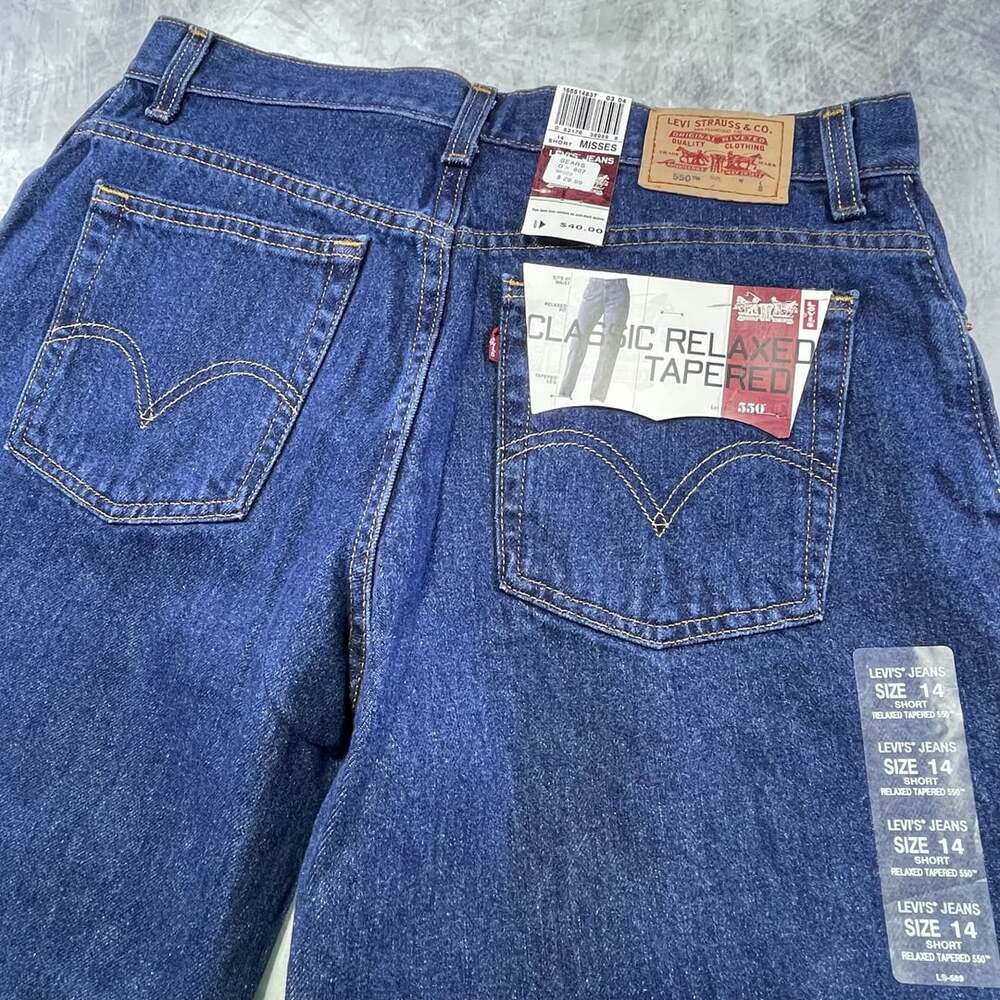 Levi's 550 Classic Relaxed Tapered Dark Wash Jeans NWT Size 14 Short